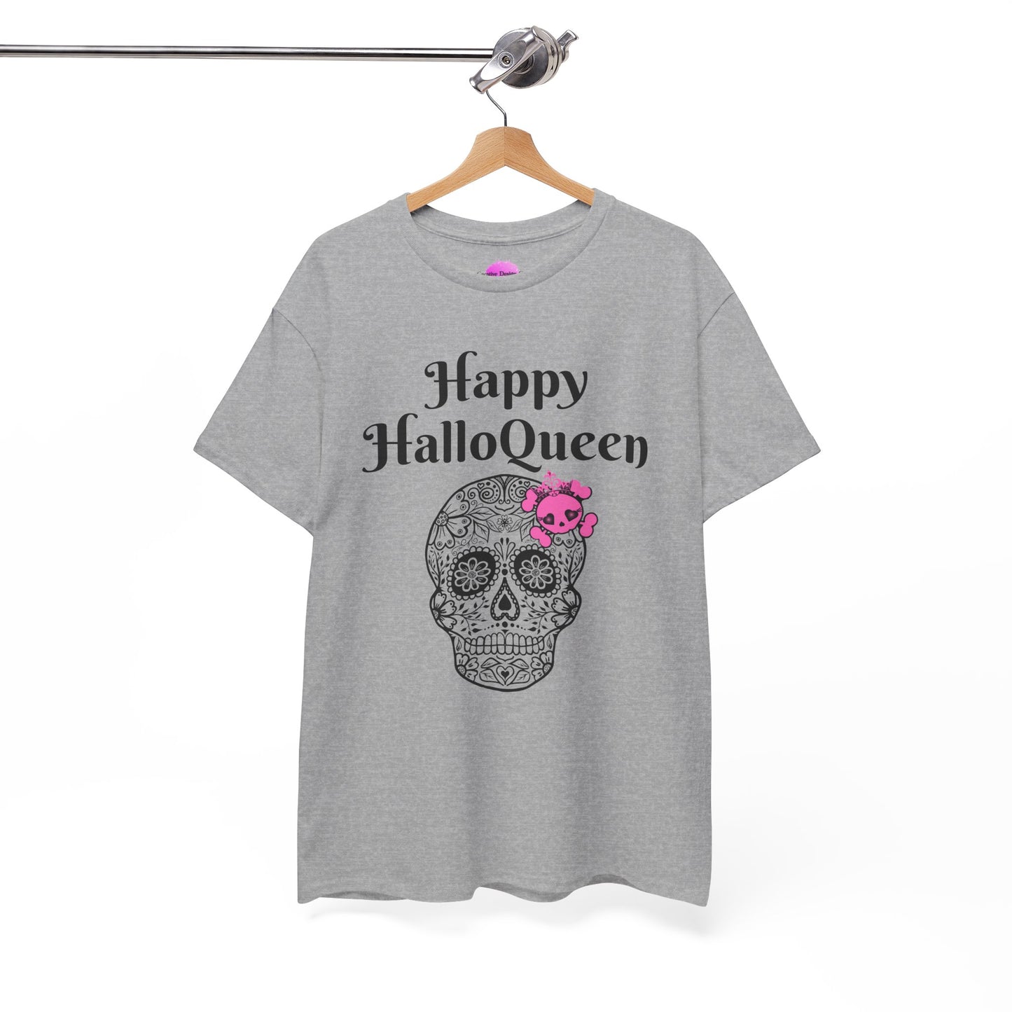 Happy HalloQueen Skull Tee - Unisex Halloween Shirt, Spooky Gift, Festive Apparel, Party Outfit, Skull Design