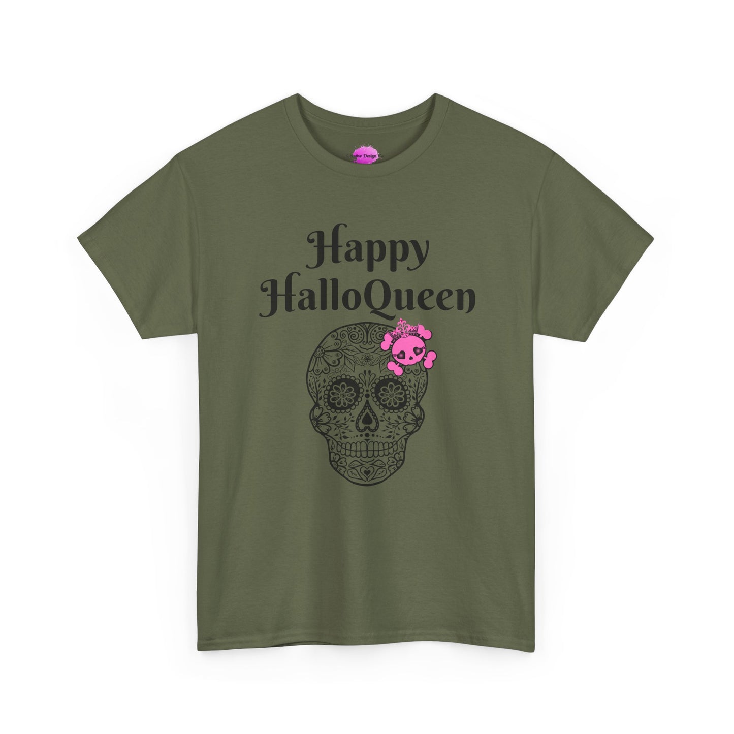 Happy HalloQueen Skull Tee - Unisex Halloween Shirt, Spooky Gift, Festive Apparel, Party Outfit, Skull Design