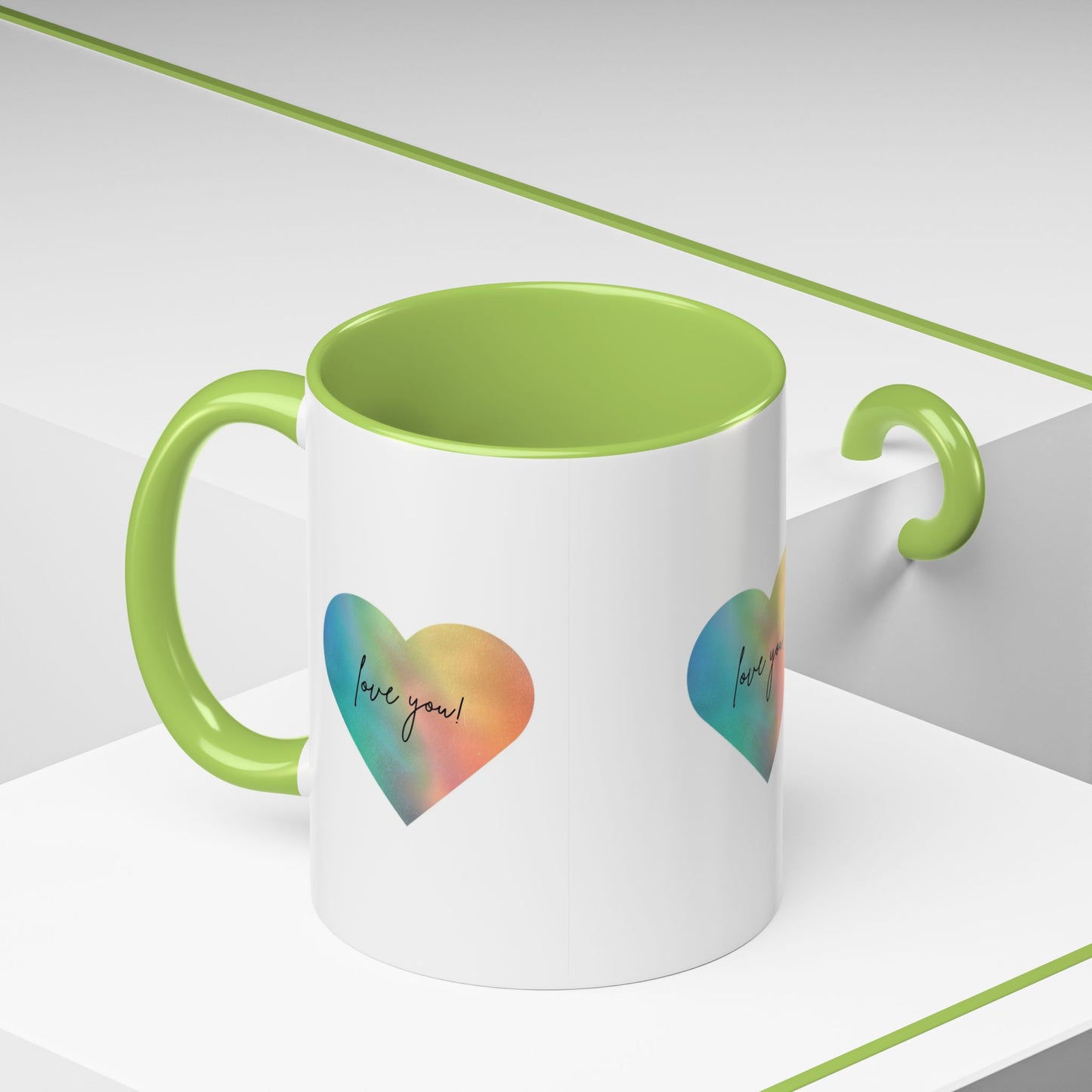 Love You! Colorful Heart Accent Coffee Mug - 11oz & 15oz