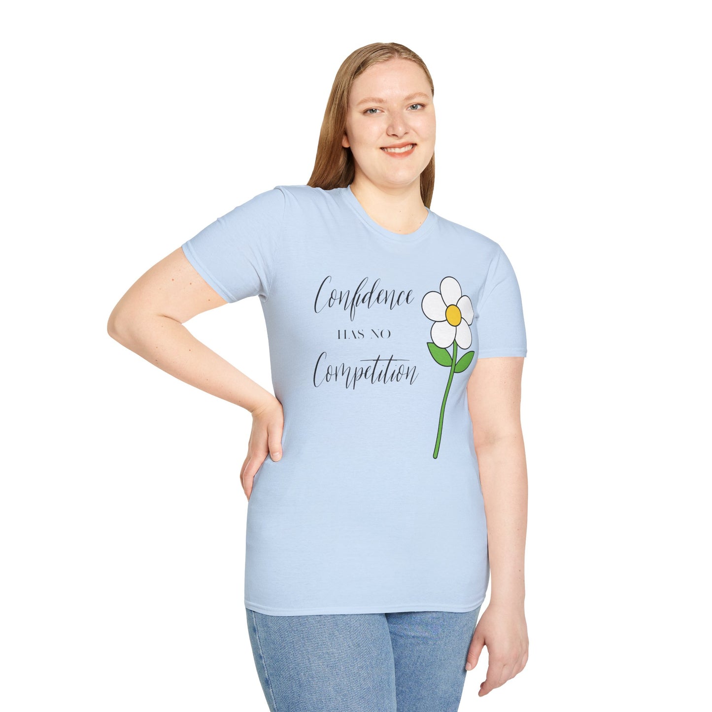 Confidence Has No Competition Softstyle T-Shirt - Motivational Floral Design