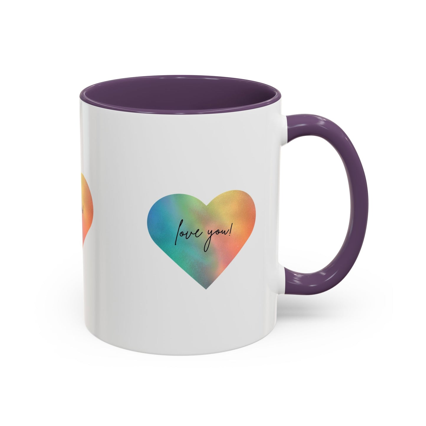 Love You! Colorful Heart Accent Coffee Mug - 11oz & 15oz