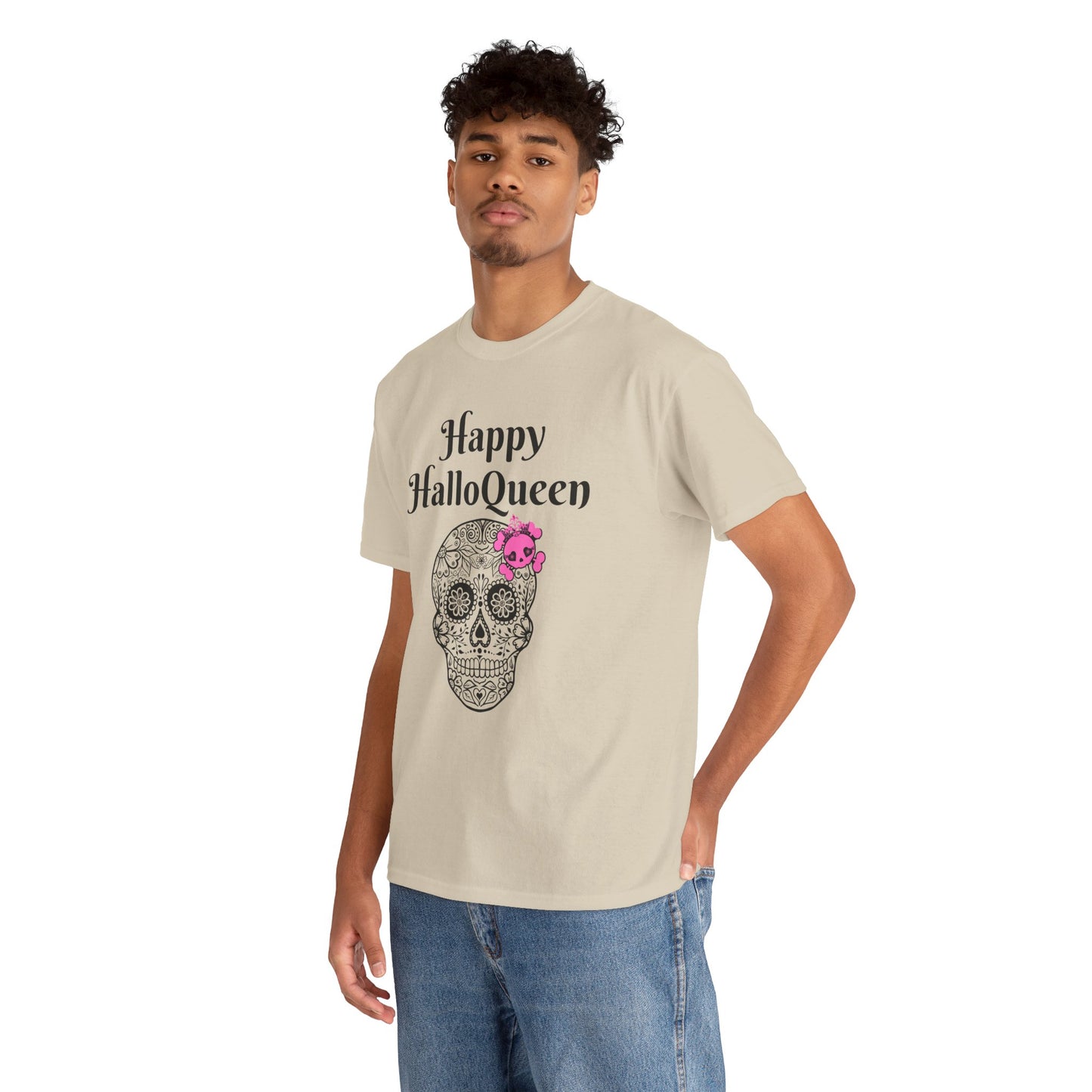 Happy HalloQueen Skull Tee - Unisex Halloween Shirt, Spooky Gift, Festive Apparel, Party Outfit, Skull Design