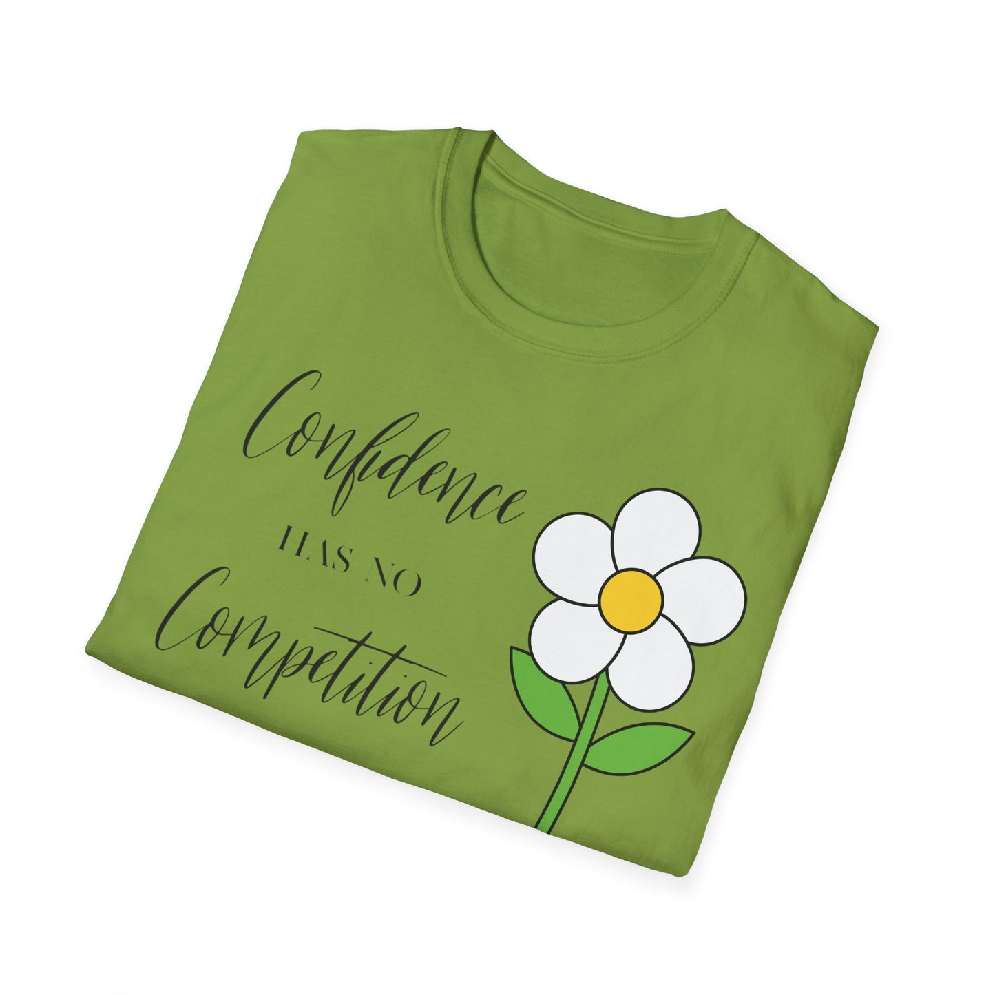 Confidence Has No Competition Softstyle T-Shirt - Motivational Floral Design