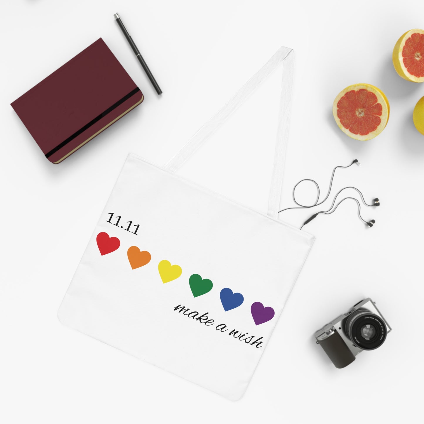 Make a Wish Shoulder Tote Bag - Colorful Hearts Design for Daily Use & Special Occasions