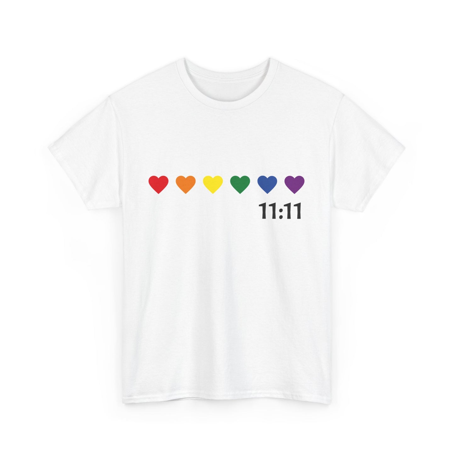 11:11 Rainbow Hearts T-Shirt – Manifestation, Pride & Positivity Tee