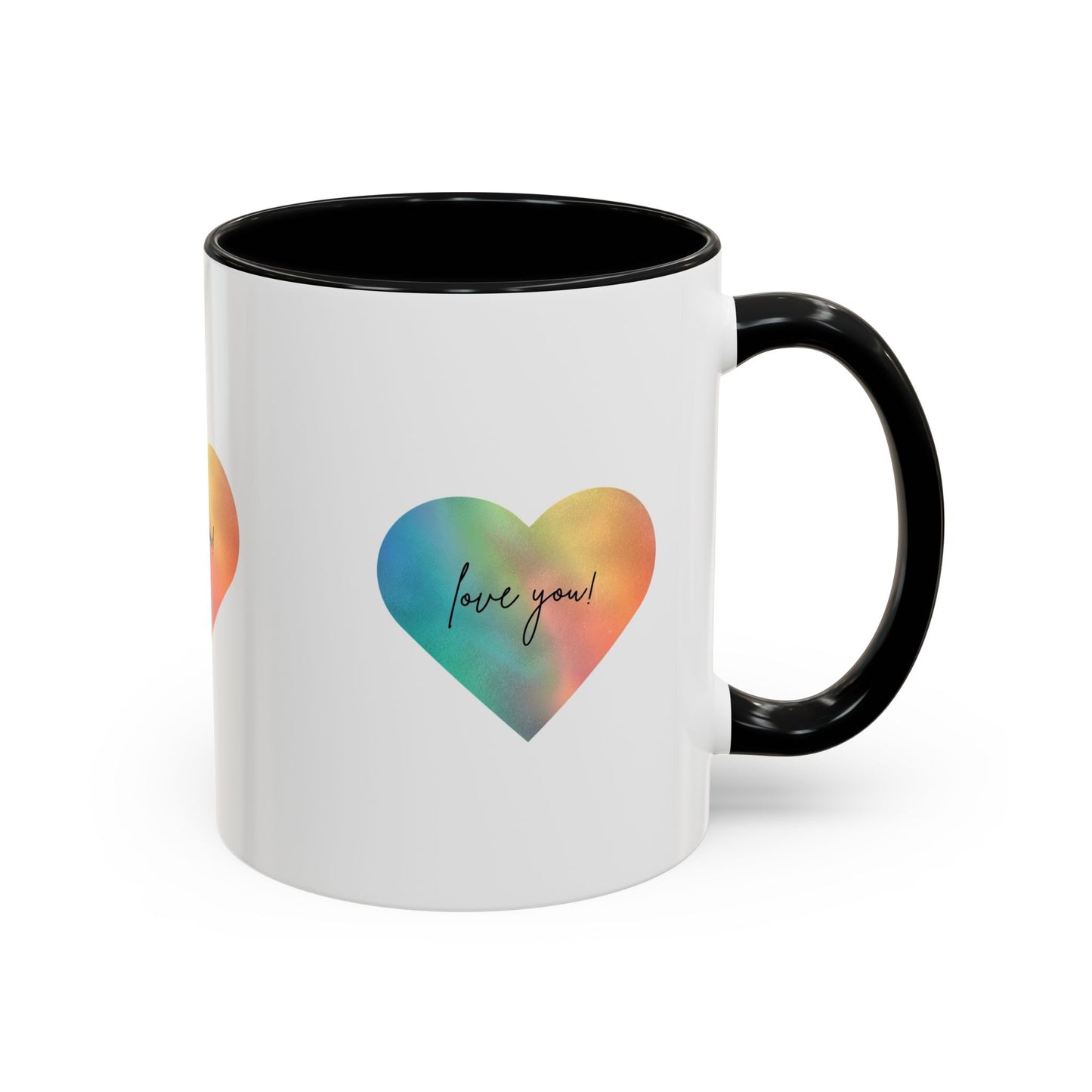 Love You! Colorful Heart Accent Coffee Mug - 11oz & 15oz