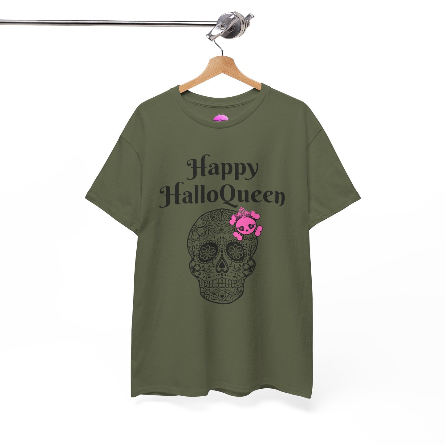 Happy HalloQueen Skull Tee - Unisex Halloween Shirt, Spooky Gift, Festive Apparel, Party Outfit, Skull Design