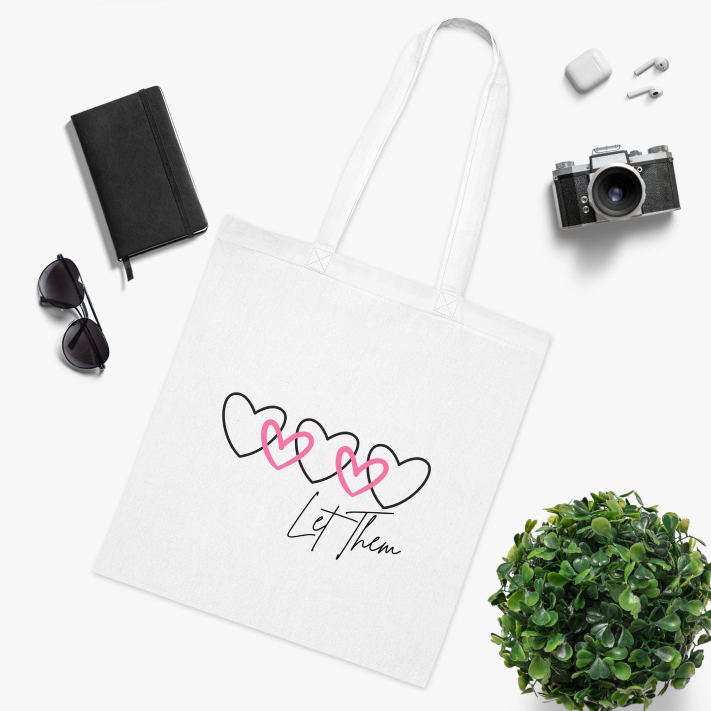Let Them Love Cotton Tote Bag - Eco-Friendly Shopping & Gift