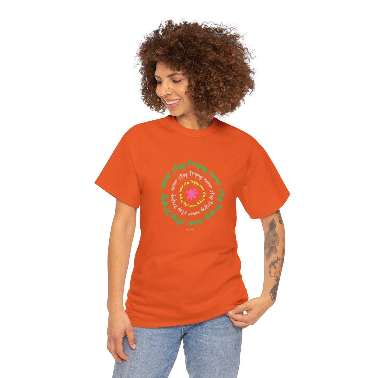 Unisex Tee - Inspirational 'Never Stop Trying' in Selected Colours