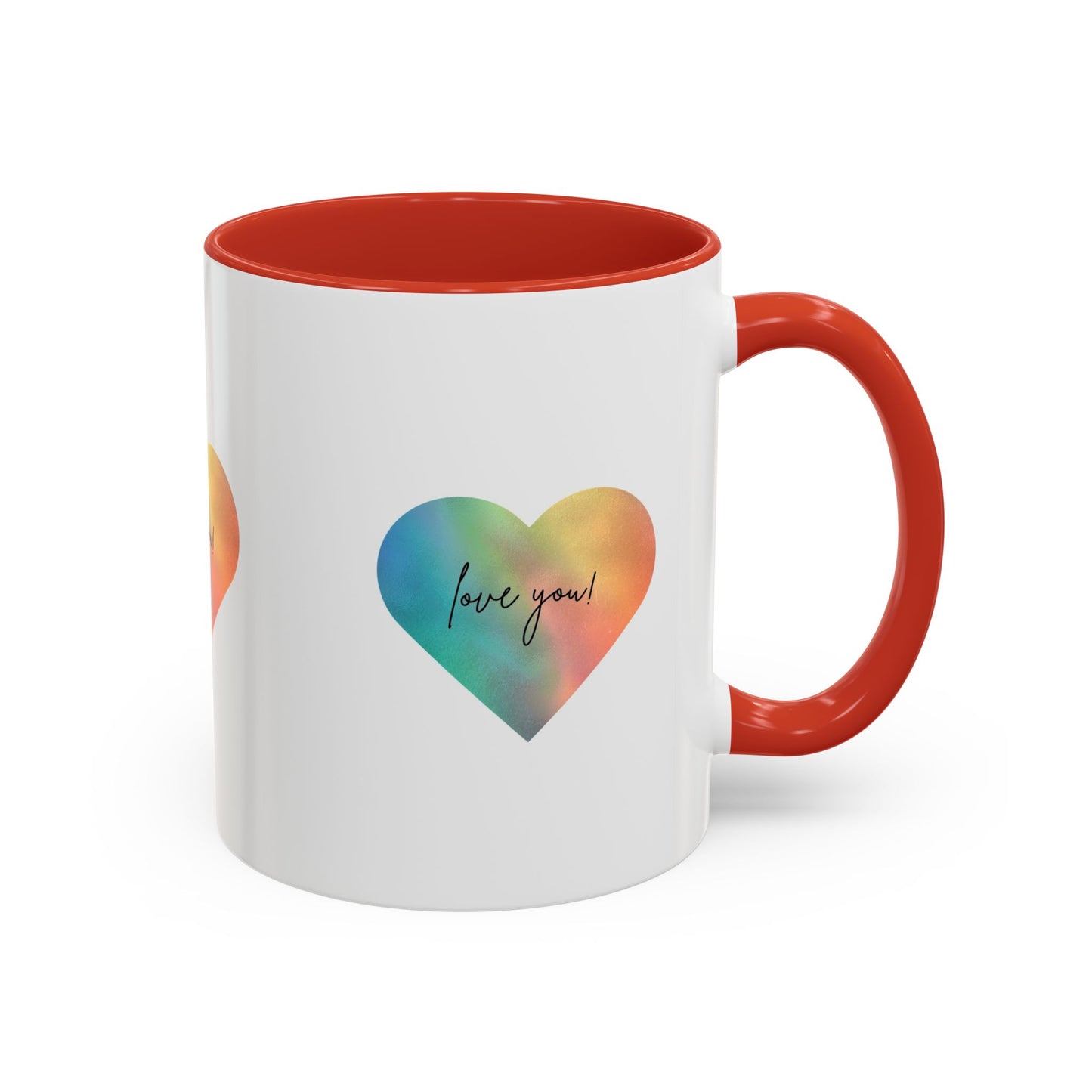 Love You! Colorful Heart Accent Coffee Mug - 11oz & 15oz