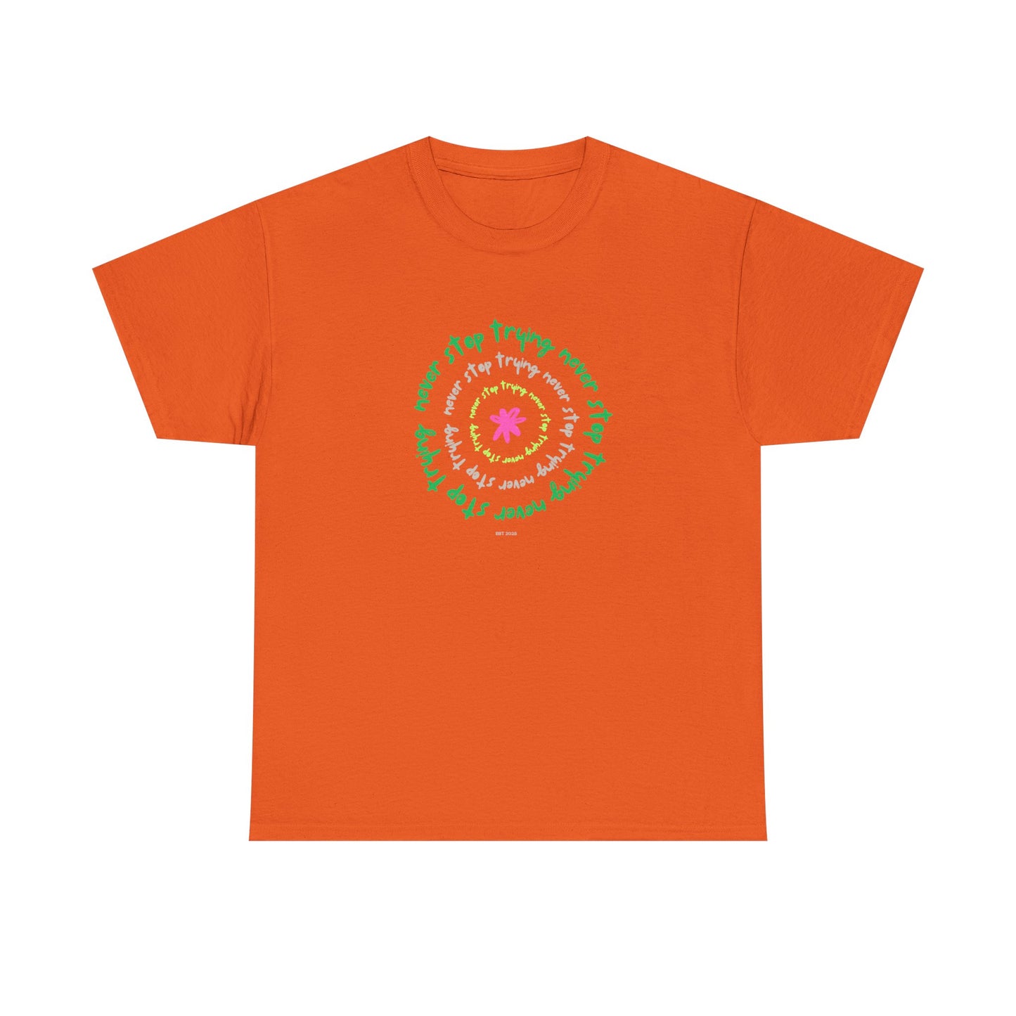 Unisex Tee - Inspirational 'Never Stop Trying' in Selected Colours