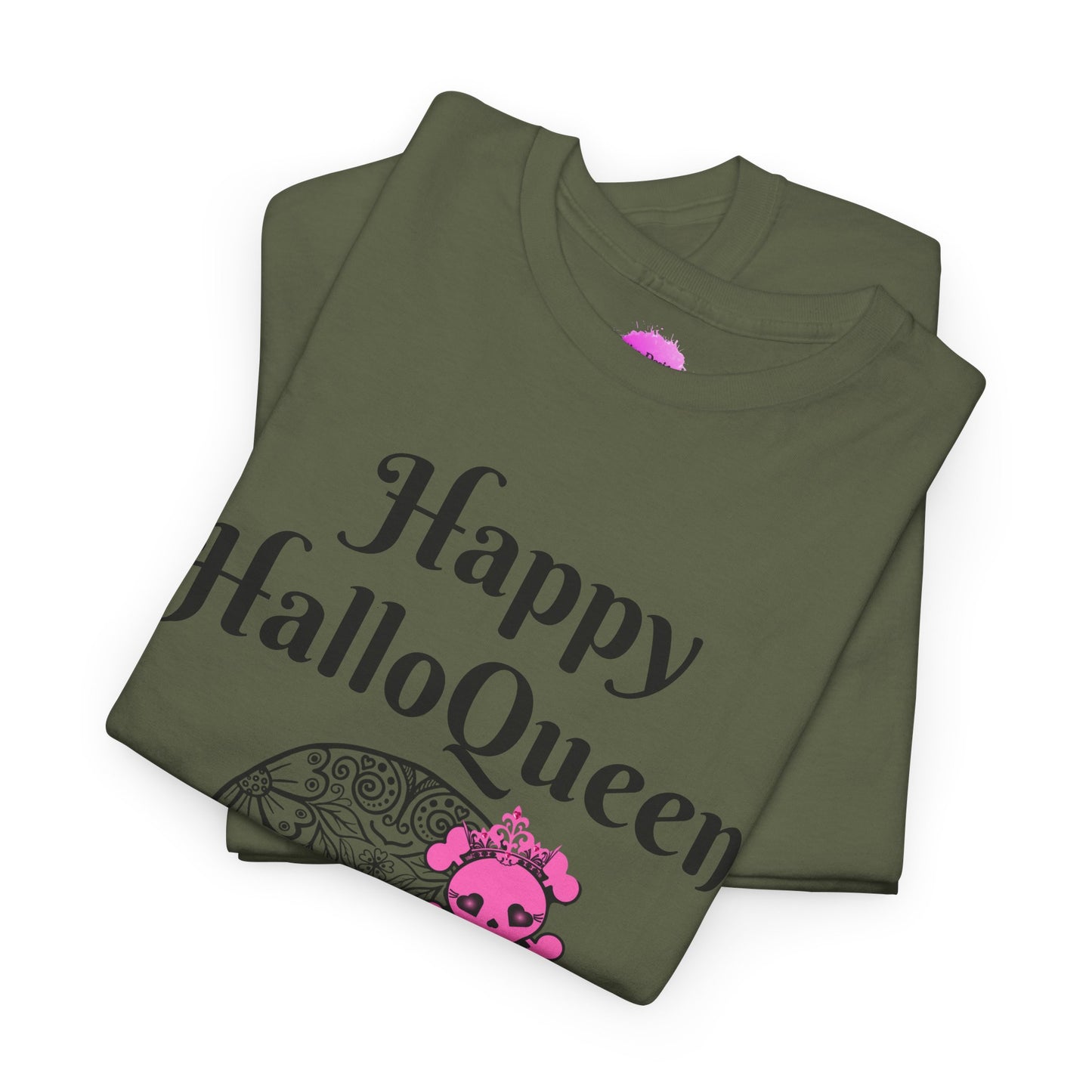 Happy HalloQueen Skull Tee - Unisex Halloween Shirt, Spooky Gift, Festive Apparel, Party Outfit, Skull Design