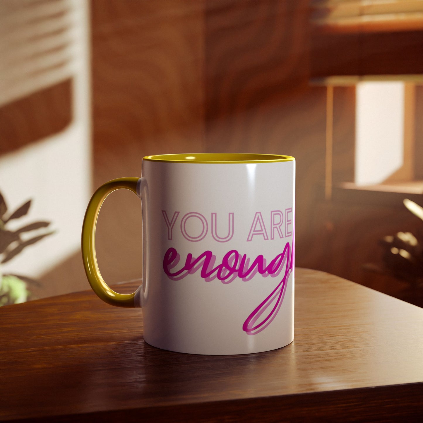 Inspirational Two-Tone Coffee Mug - You Are Enough, Motivational Gift, Self-Care Mug, Coffee Lover Gift, Cheerful Drinkware