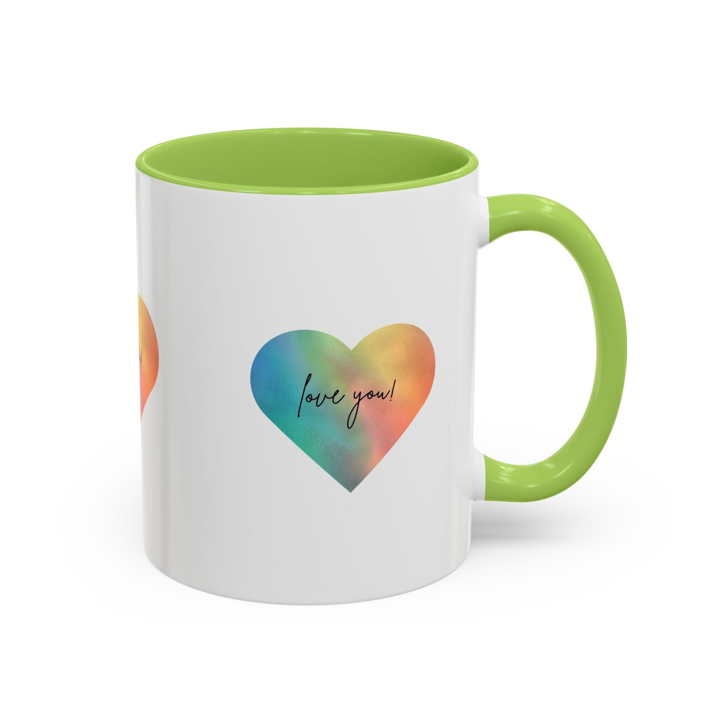Love You! Colorful Heart Accent Coffee Mug - 11oz & 15oz