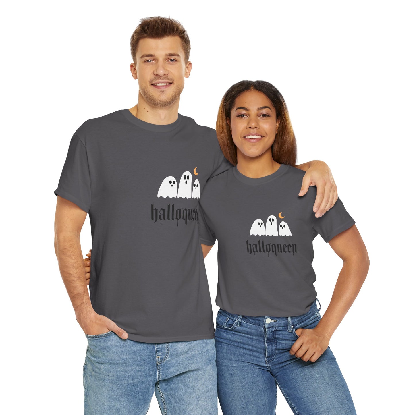 Halloween Ghosts T-Shirt | Unisex Heavy Cotton Tee | Hallowqueen Design | Spooky Season Apparel, Fall Fashion, Halloween Costume