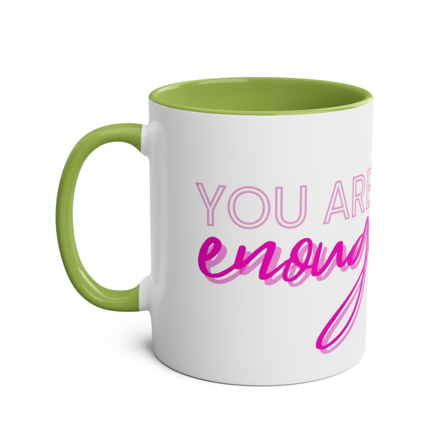 Inspirational Two-Tone Coffee Mug - You Are Enough, Motivational Gift, Self-Care Mug, Coffee Lover Gift, Cheerful Drinkware