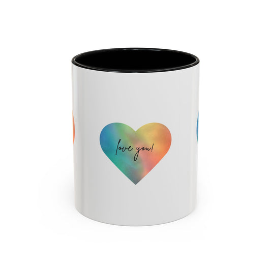 Love You! Colorful Heart Accent Coffee Mug - 11oz & 15oz