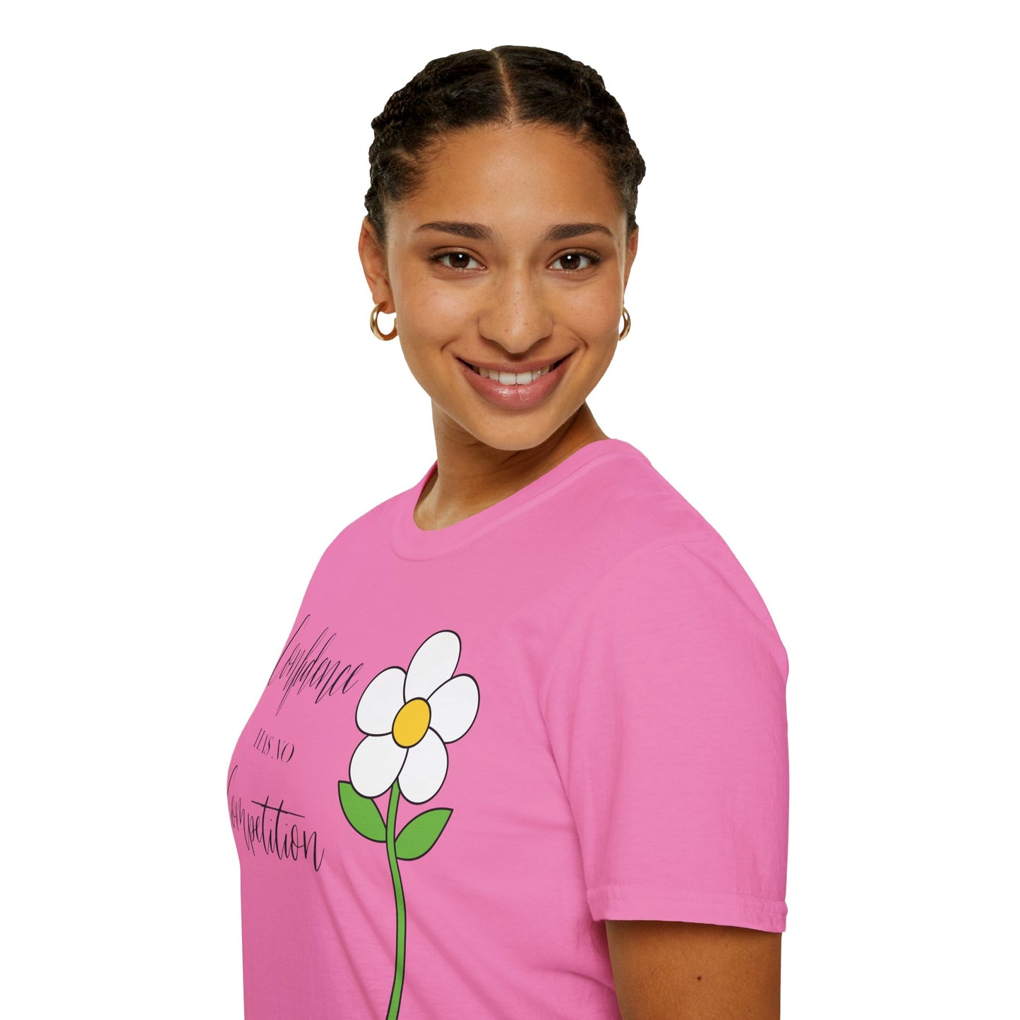 Confidence Has No Competition Softstyle T-Shirt - Motivational Floral Design