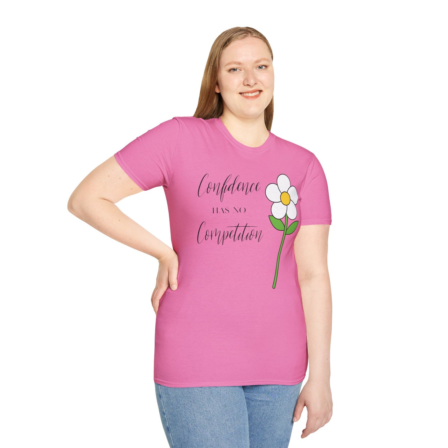 Confidence Has No Competition Softstyle T-Shirt - Motivational Floral Design