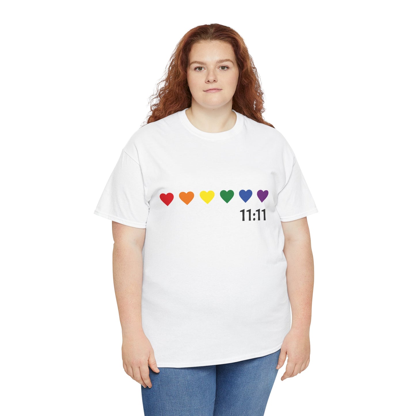 11:11 Rainbow Hearts T-Shirt – Manifestation, Pride & Positivity Tee