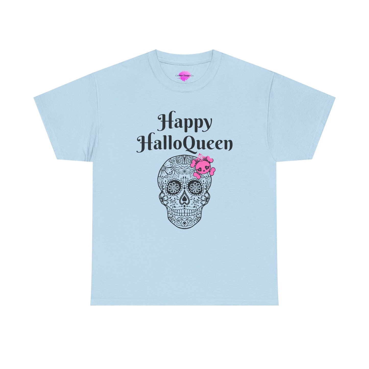 Happy HalloQueen Skull Tee - Unisex Halloween Shirt, Spooky Gift, Festive Apparel, Party Outfit, Skull Design
