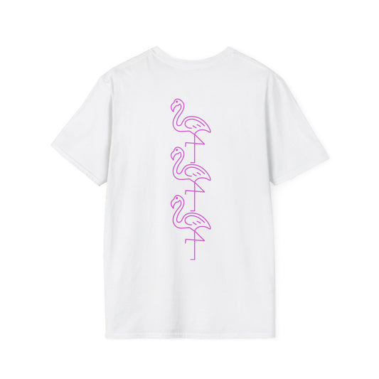 Sassy Badass Unisex Softstyle T-Shirt with Flamingo Design