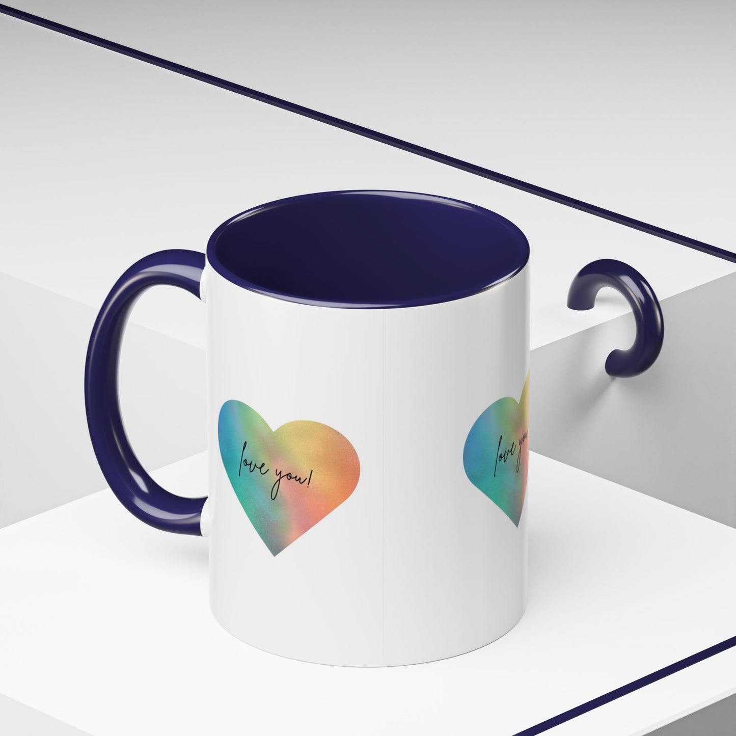 Love You! Colorful Heart Accent Coffee Mug - 11oz & 15oz