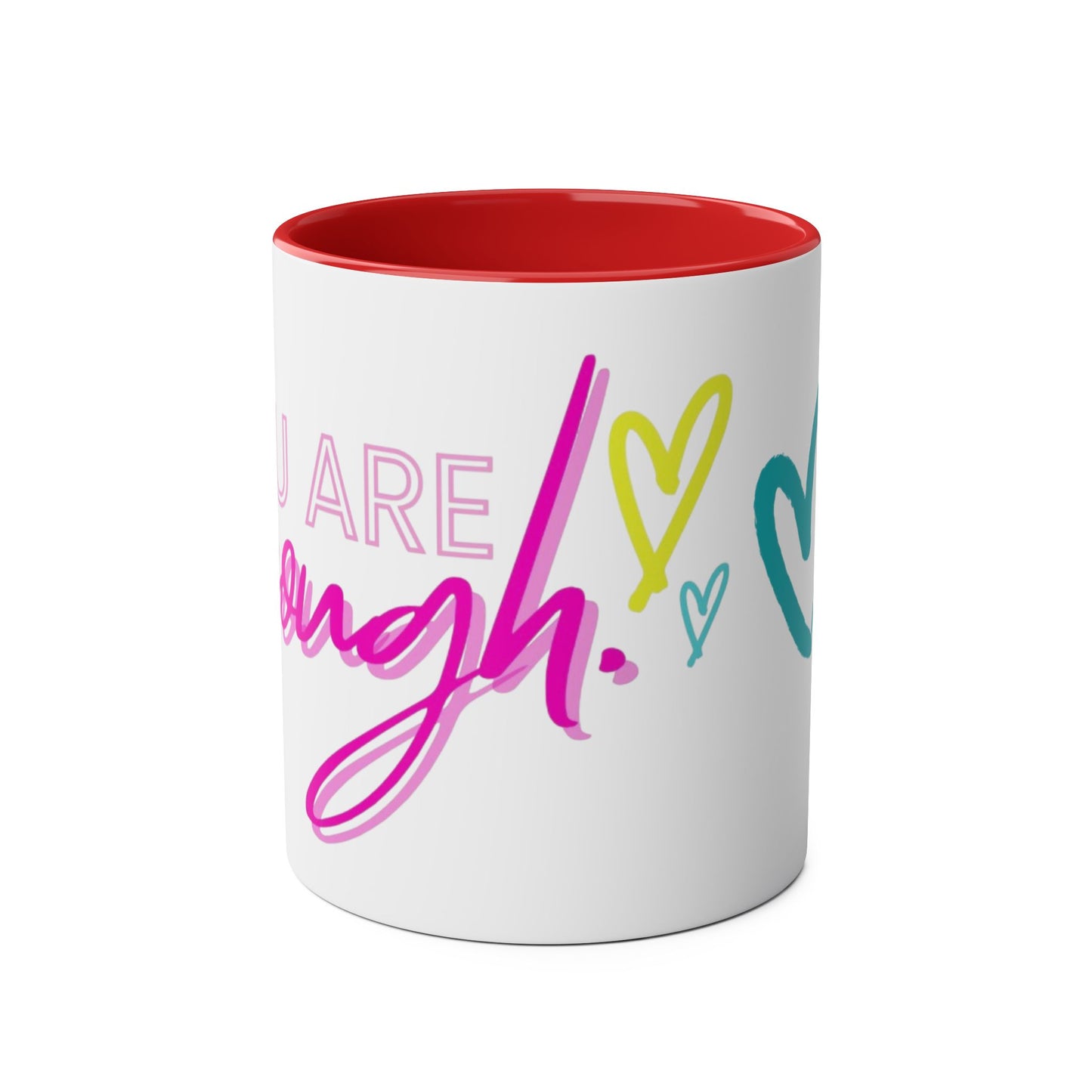 Inspirational Two-Tone Coffee Mug - You Are Enough, Motivational Gift, Self-Care Mug, Coffee Lover Gift, Cheerful Drinkware