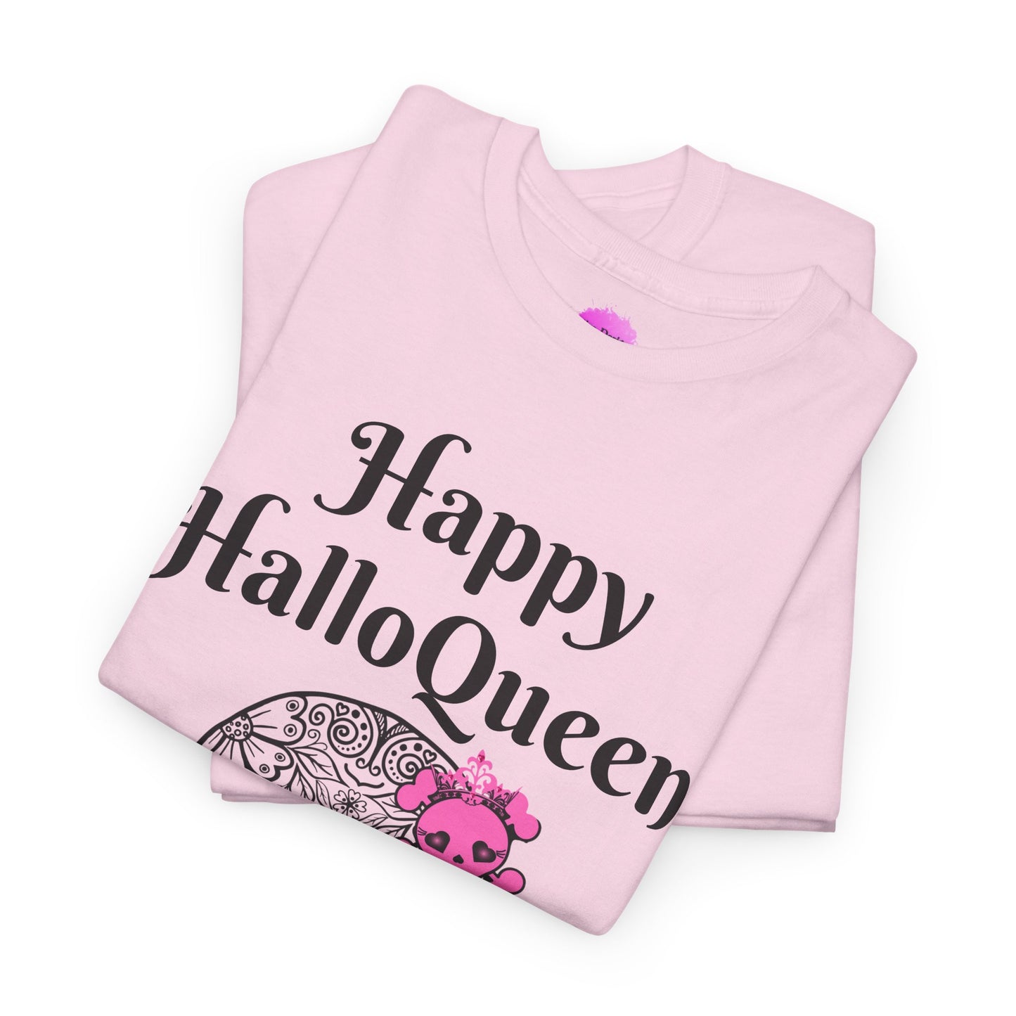 Happy HalloQueen Skull Tee - Unisex Halloween Shirt, Spooky Gift, Festive Apparel, Party Outfit, Skull Design