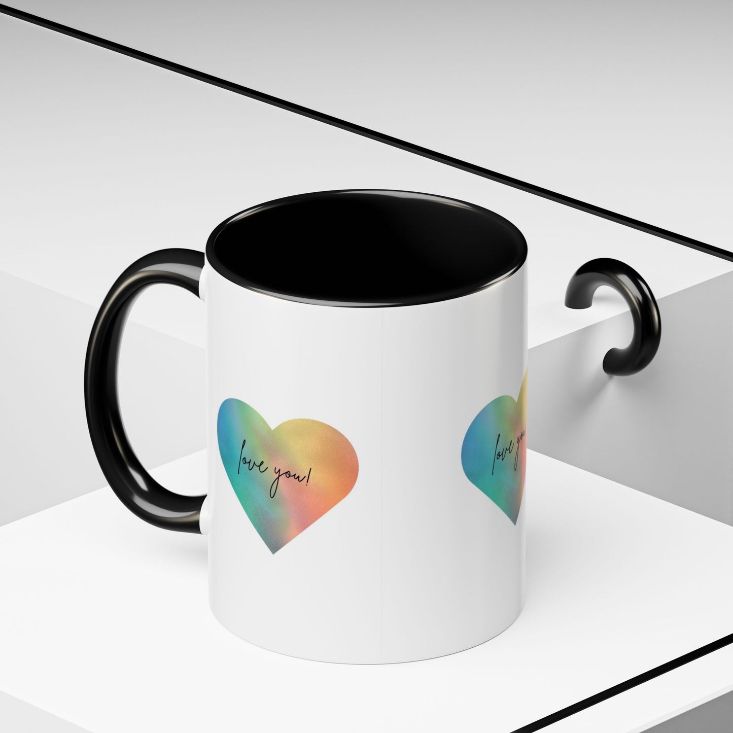 Love You! Colorful Heart Accent Coffee Mug - 11oz & 15oz