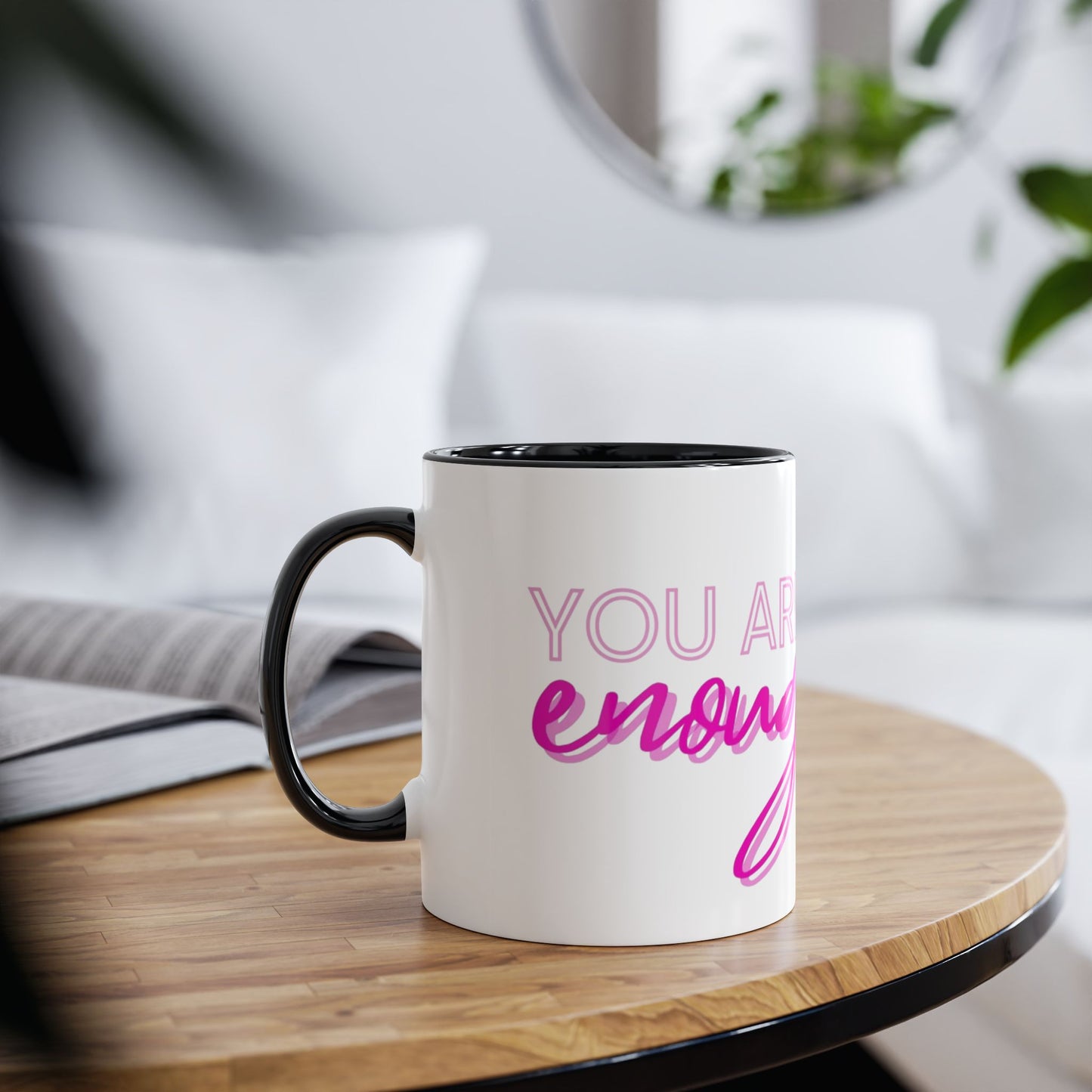 Inspirational Two-Tone Coffee Mug - You Are Enough, Motivational Gift, Self-Care Mug, Coffee Lover Gift, Cheerful Drinkware