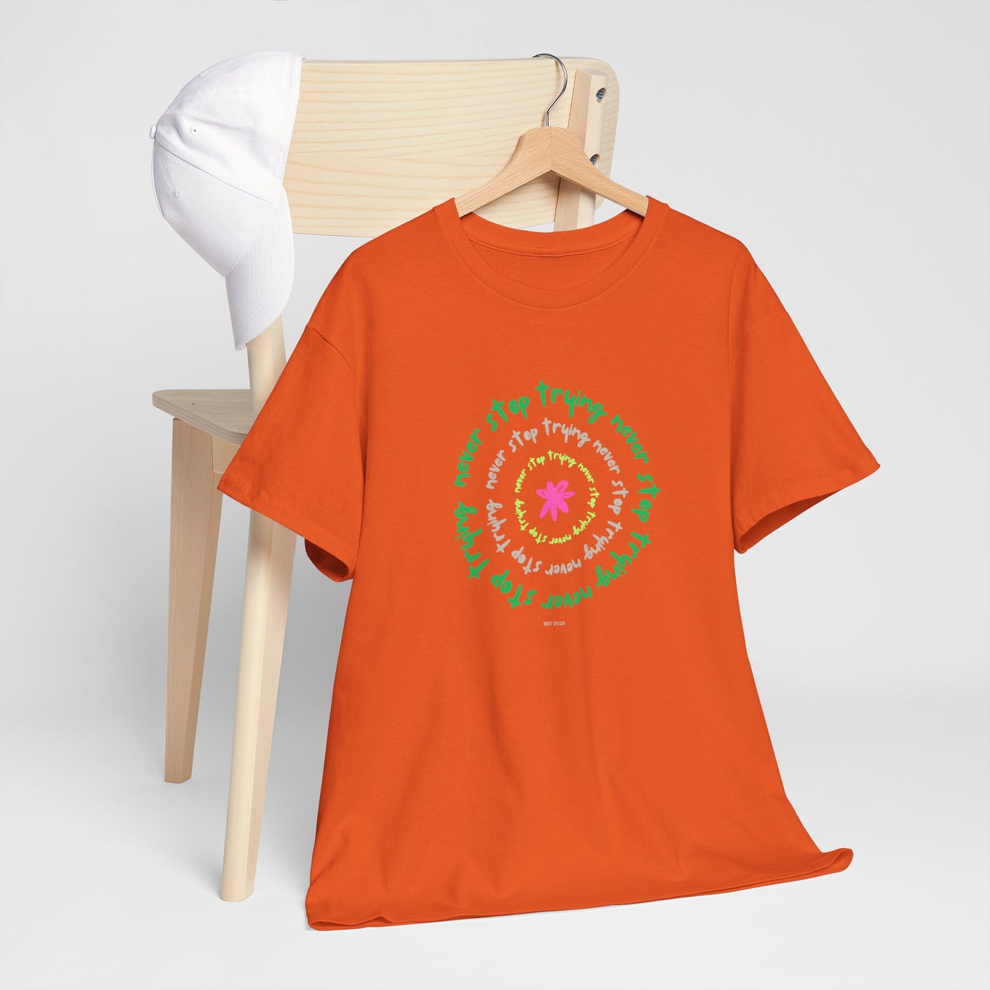 Unisex Tee - Inspirational 'Never Stop Trying' in Selected Colours