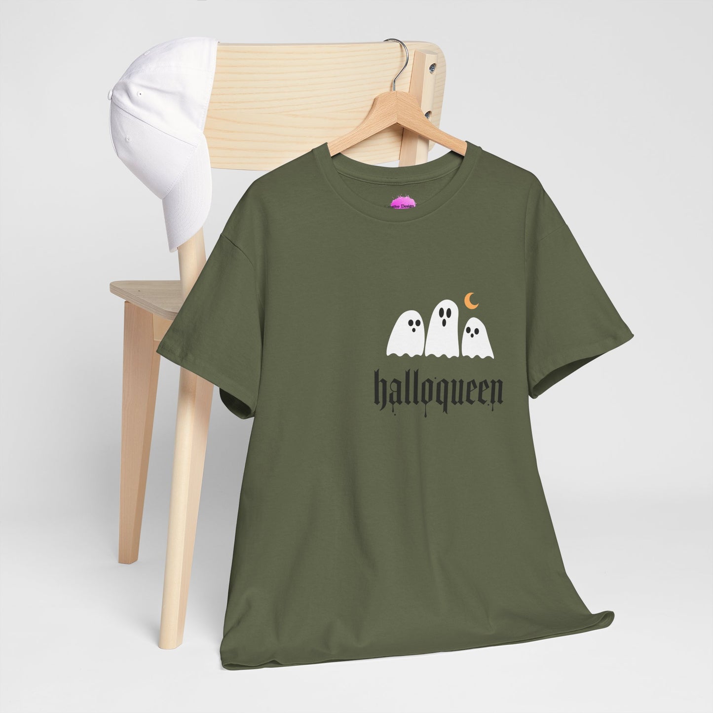 Halloween Ghosts T-Shirt | Unisex Heavy Cotton Tee | Hallowqueen Design | Spooky Season Apparel, Fall Fashion, Halloween Costume