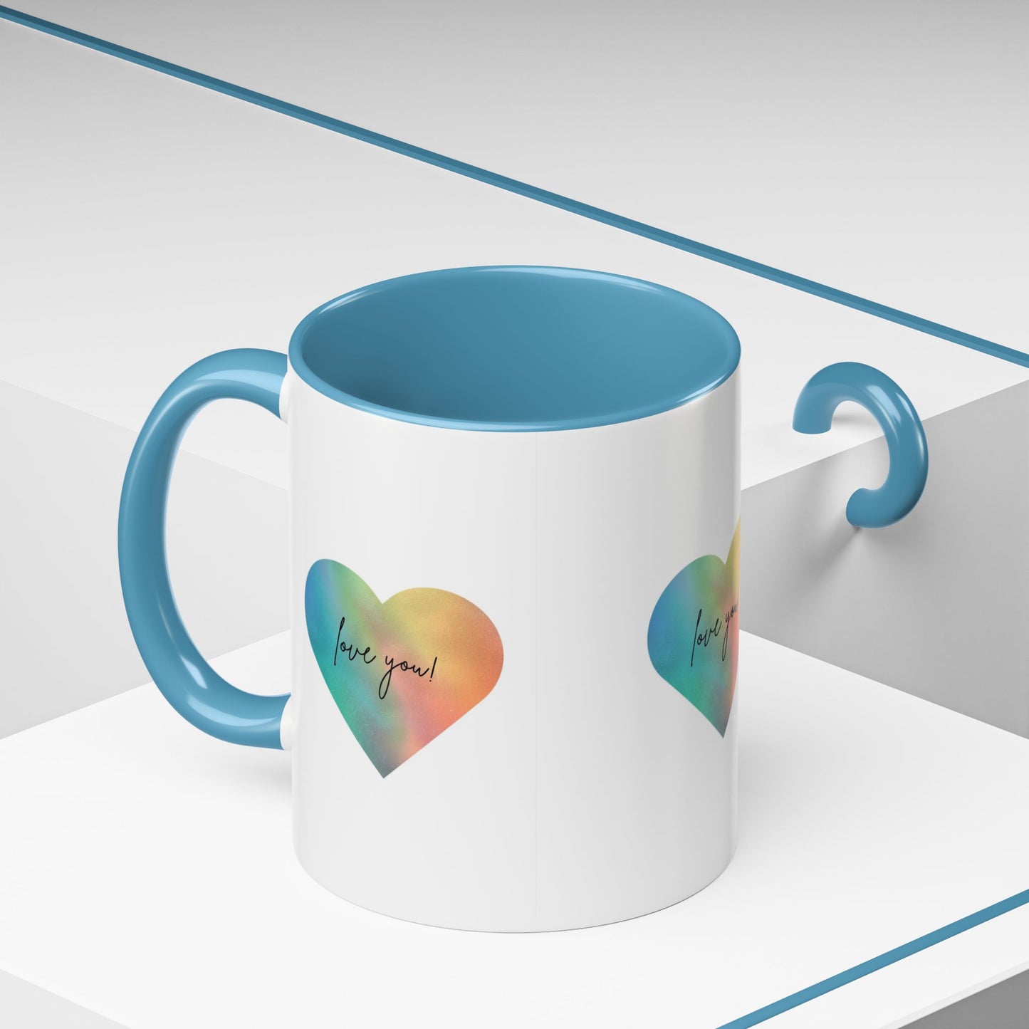 Love You! Colorful Heart Accent Coffee Mug - 11oz & 15oz