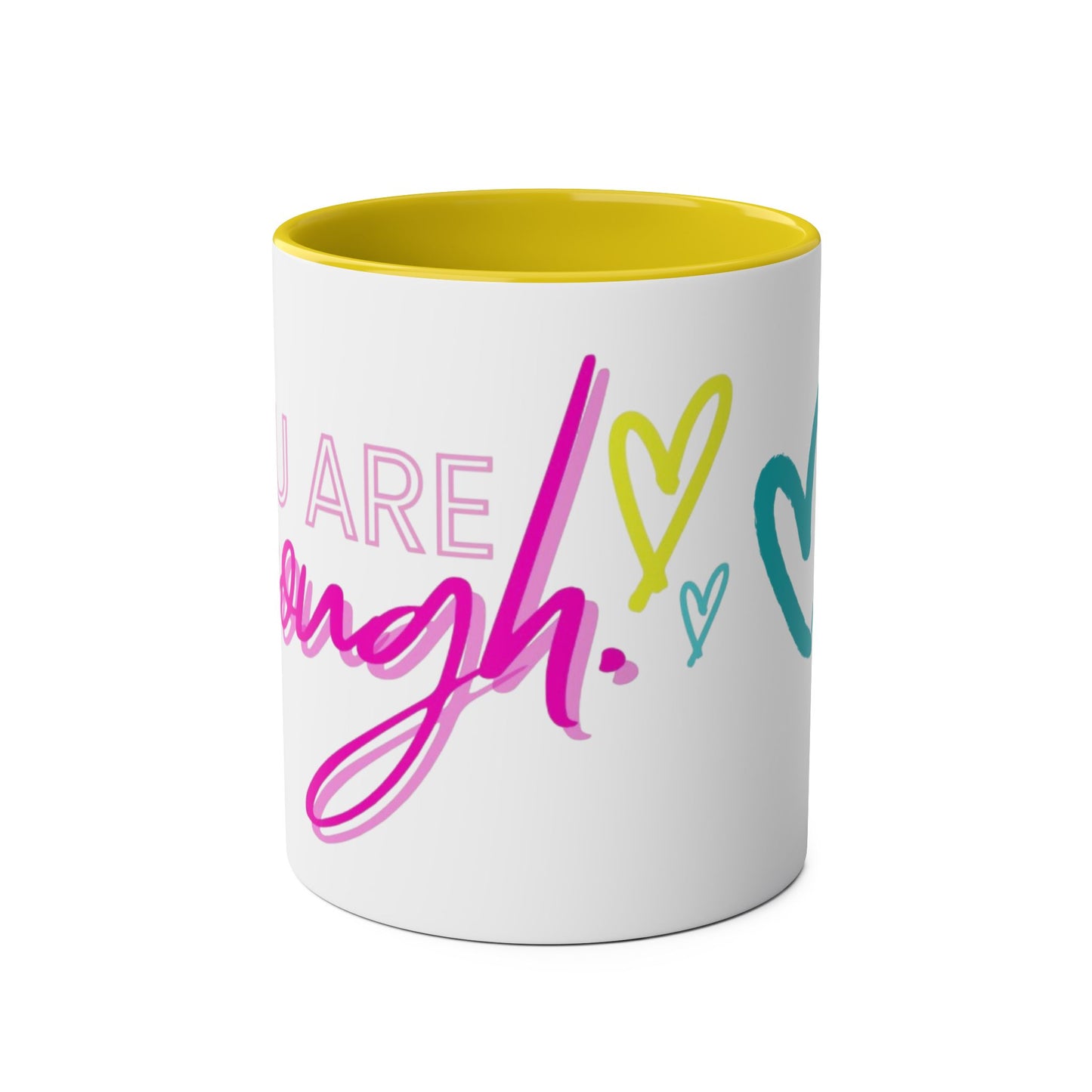Inspirational Two-Tone Coffee Mug - You Are Enough, Motivational Gift, Self-Care Mug, Coffee Lover Gift, Cheerful Drinkware