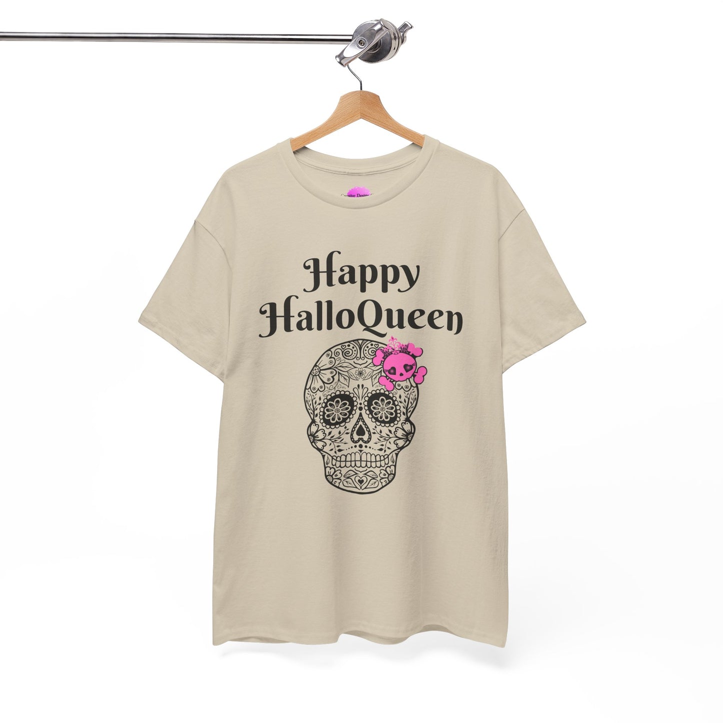 Happy HalloQueen Skull Tee - Unisex Halloween Shirt, Spooky Gift, Festive Apparel, Party Outfit, Skull Design