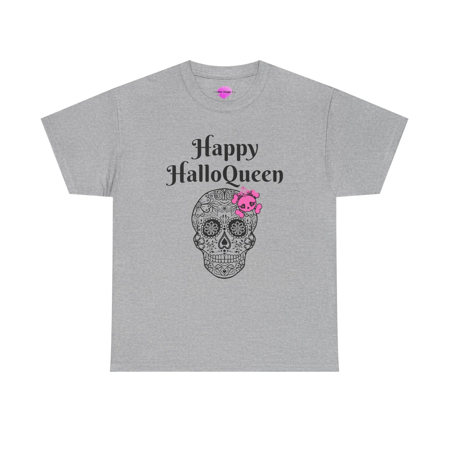 Happy HalloQueen Skull Tee - Unisex Halloween Shirt, Spooky Gift, Festive Apparel, Party Outfit, Skull Design