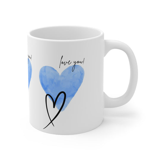 Love You! Ceramic Coffee Mug - Heart Design - Gift for Loved Ones