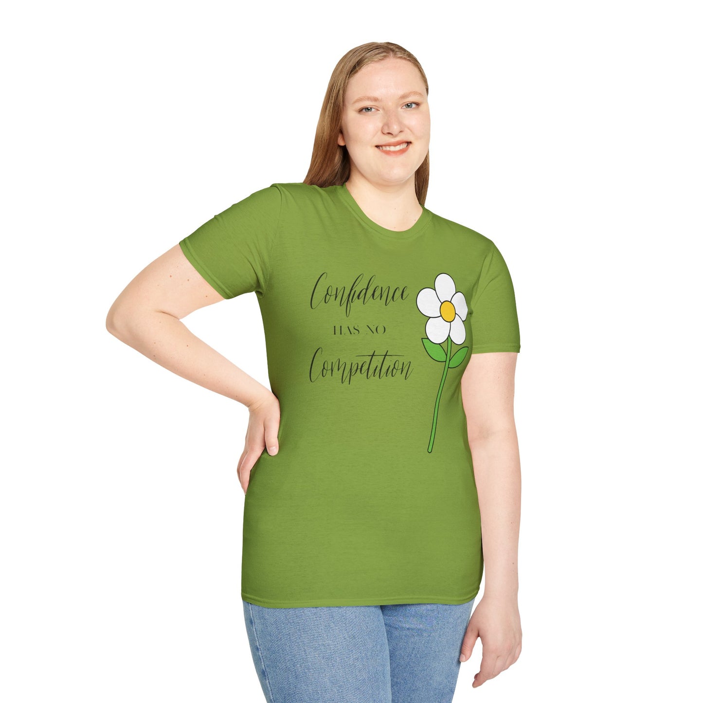 Confidence Has No Competition Softstyle T-Shirt - Motivational Floral Design