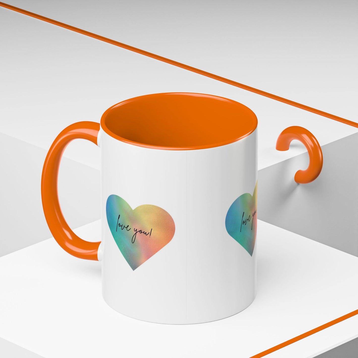 Love You! Colorful Heart Accent Coffee Mug - 11oz & 15oz