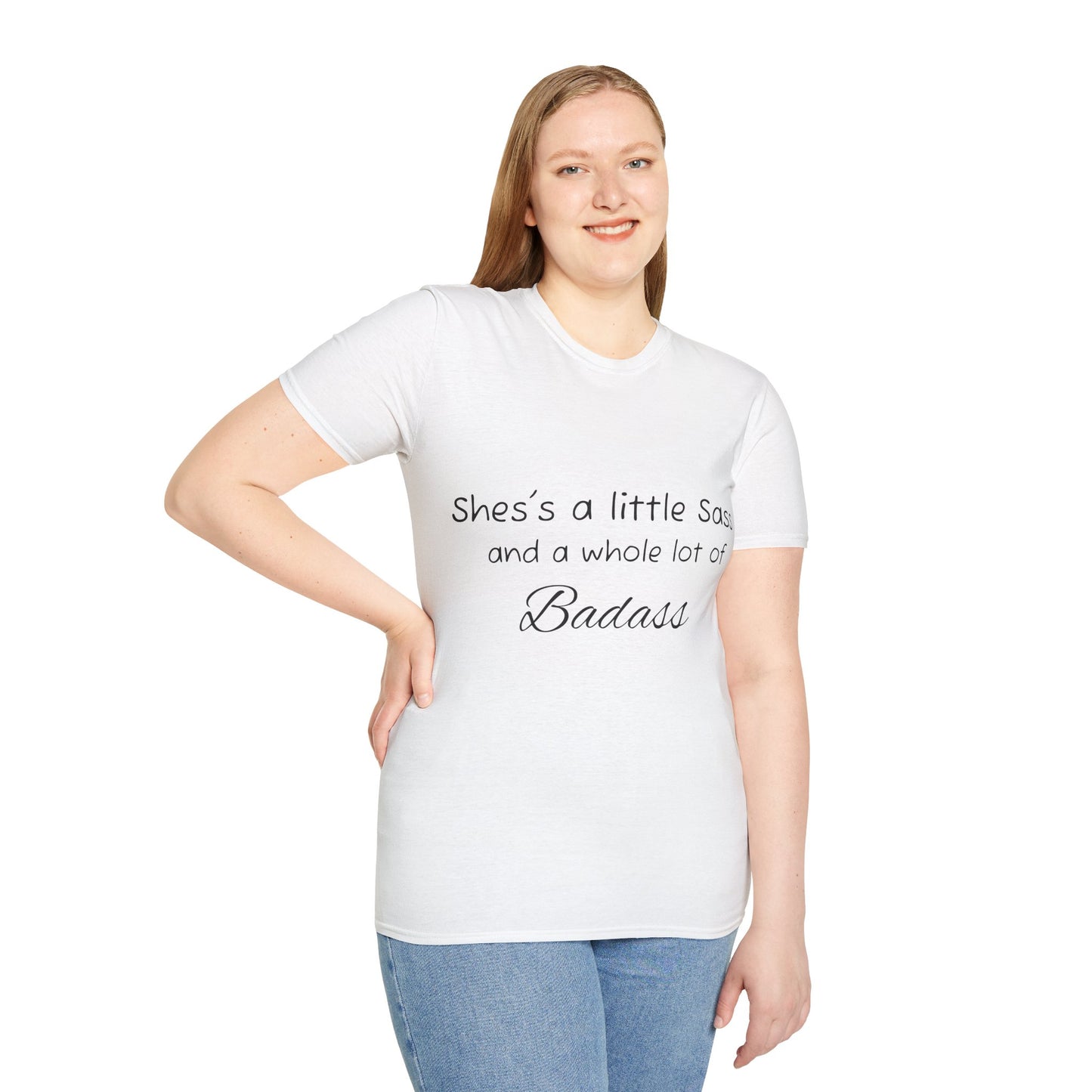 Sassy Badass Unisex Softstyle T-Shirt with Flamingo Design