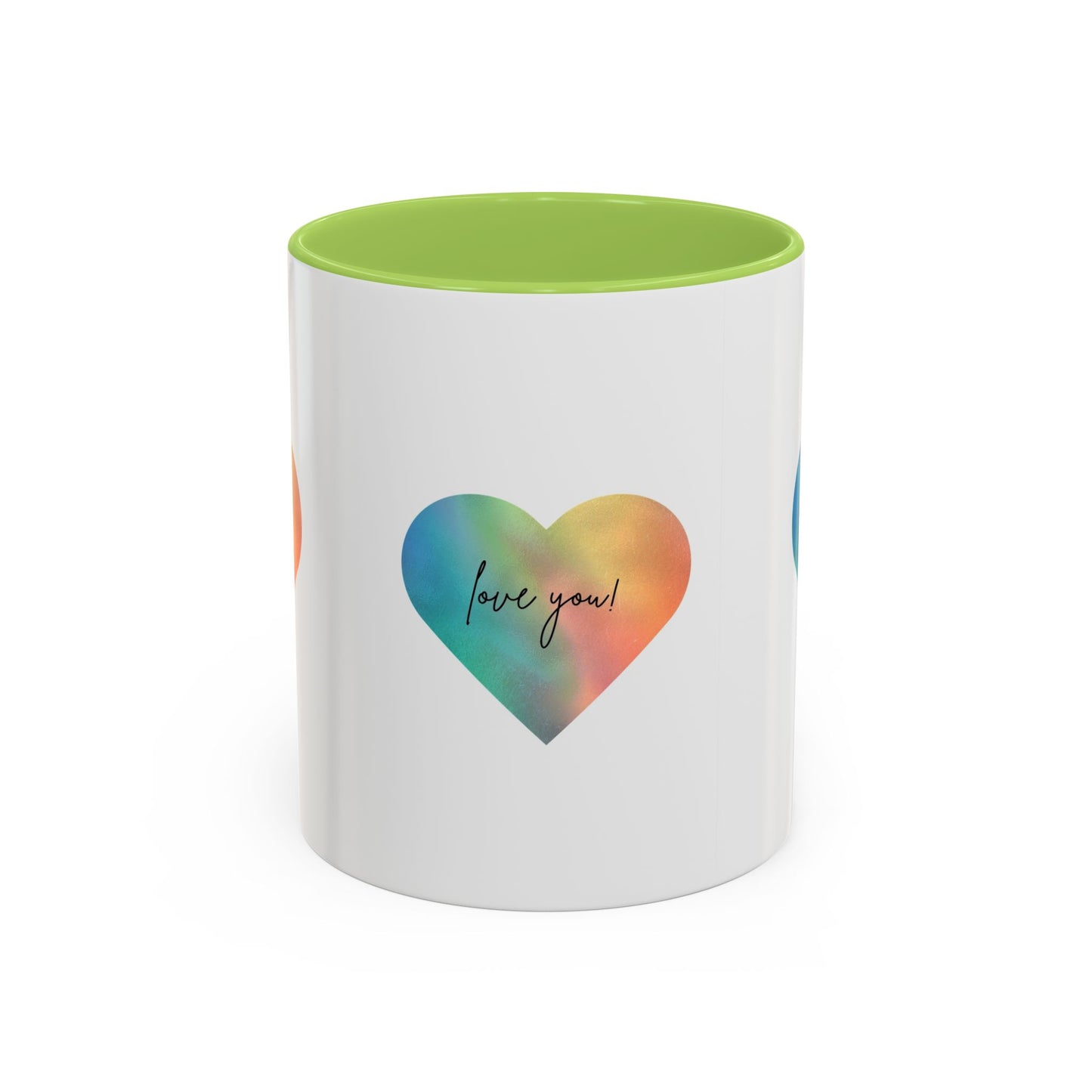 Love You! Colorful Heart Accent Coffee Mug - 11oz & 15oz