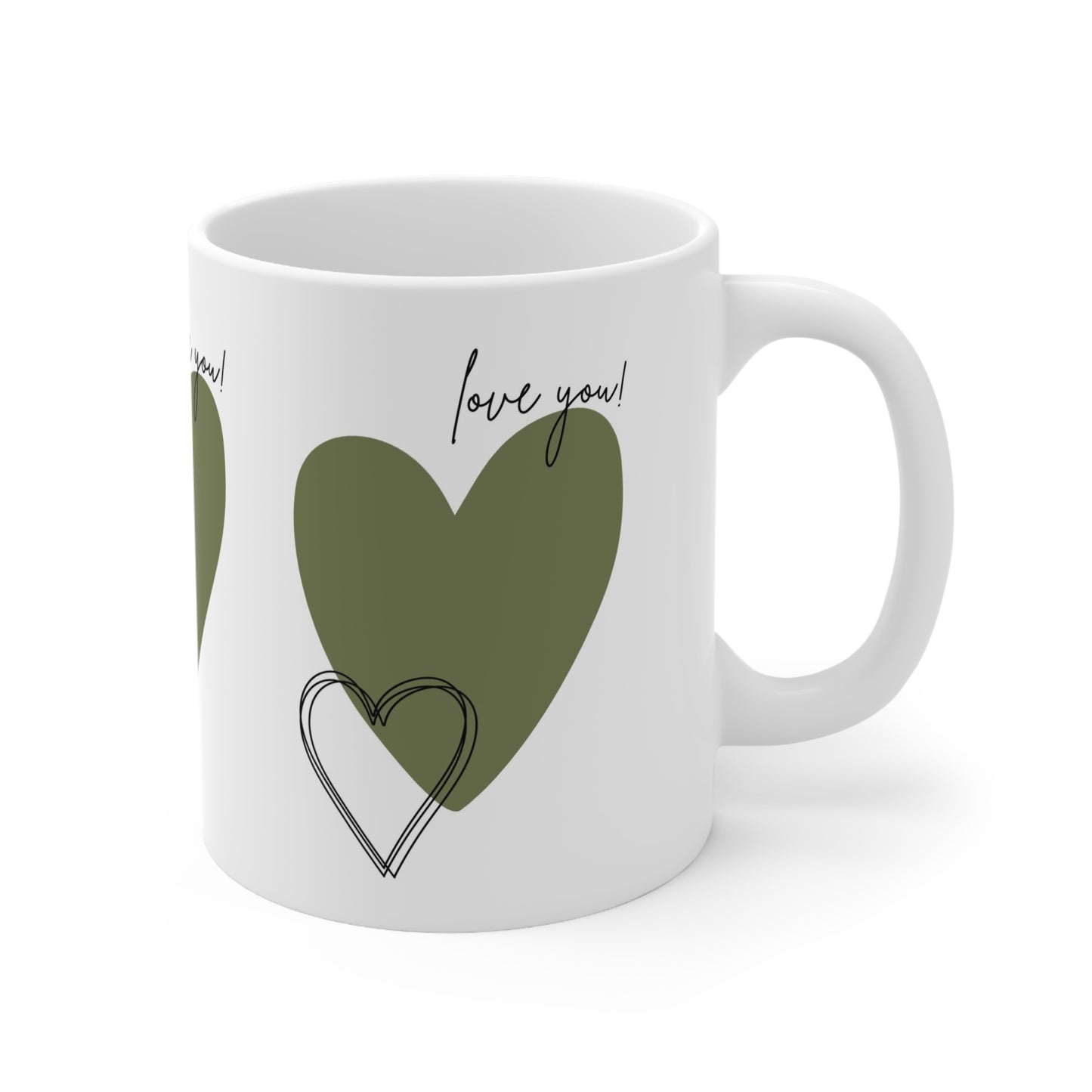 Love You! Heart Ceramic Coffee Cups - 11oz & 15oz
