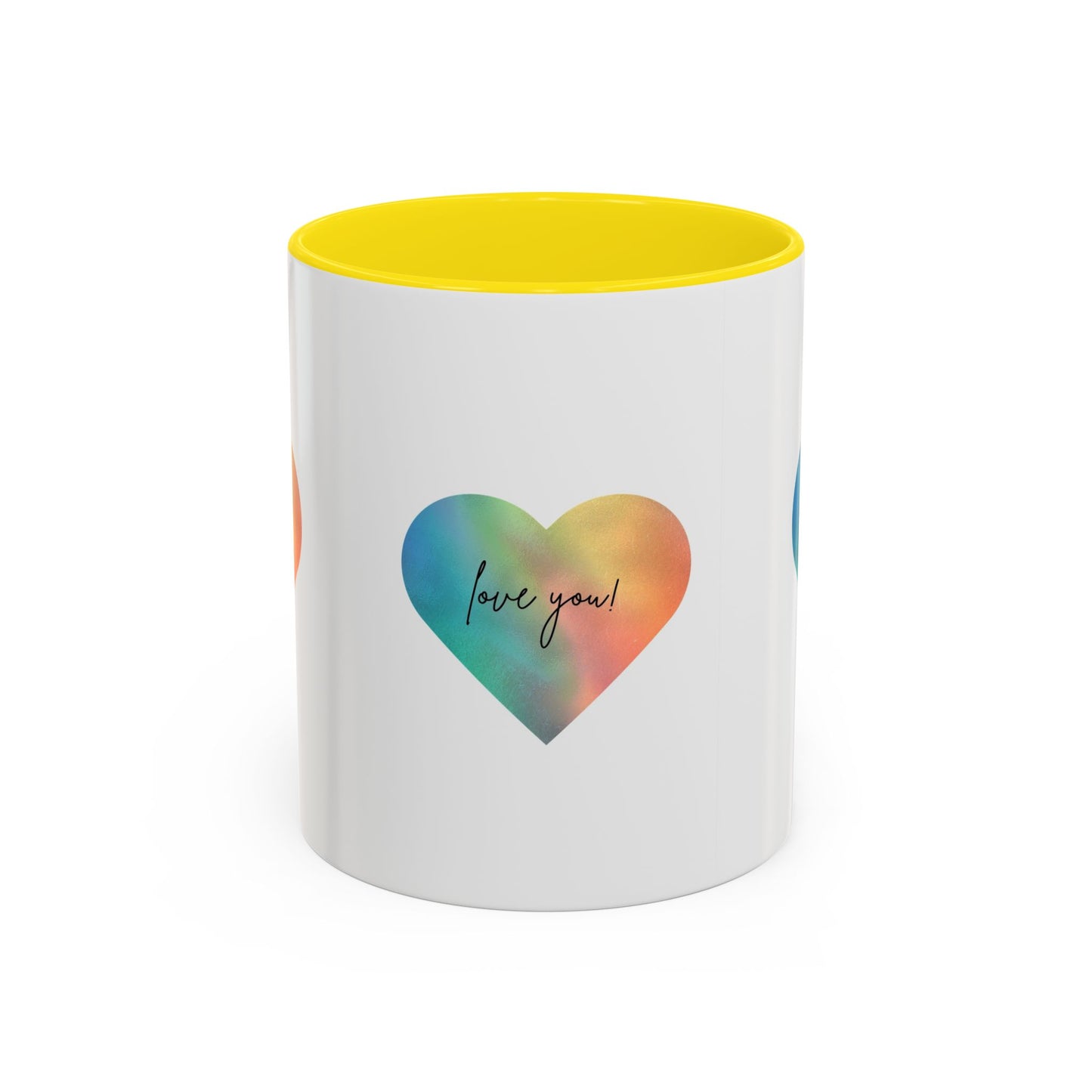 Love You! Colorful Heart Accent Coffee Mug - 11oz & 15oz