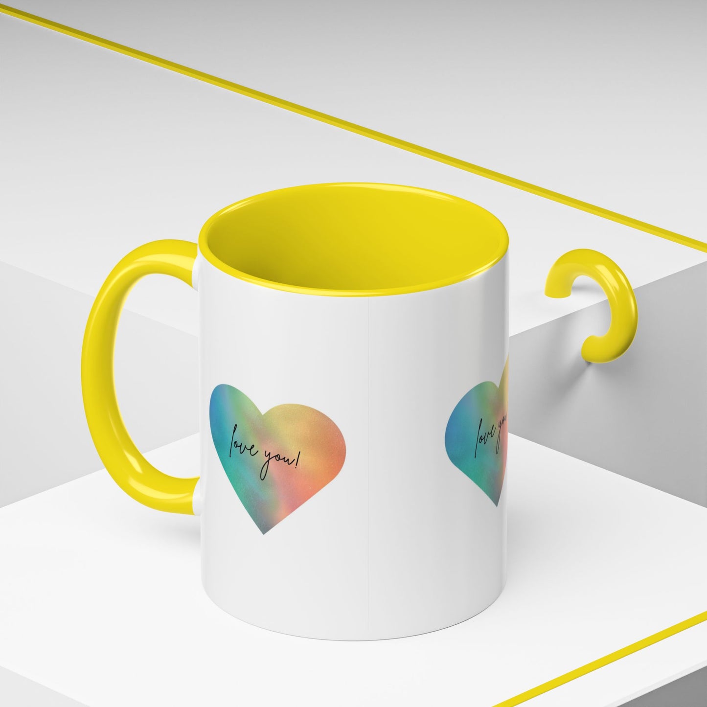 Love You! Colorful Heart Accent Coffee Mug - 11oz & 15oz