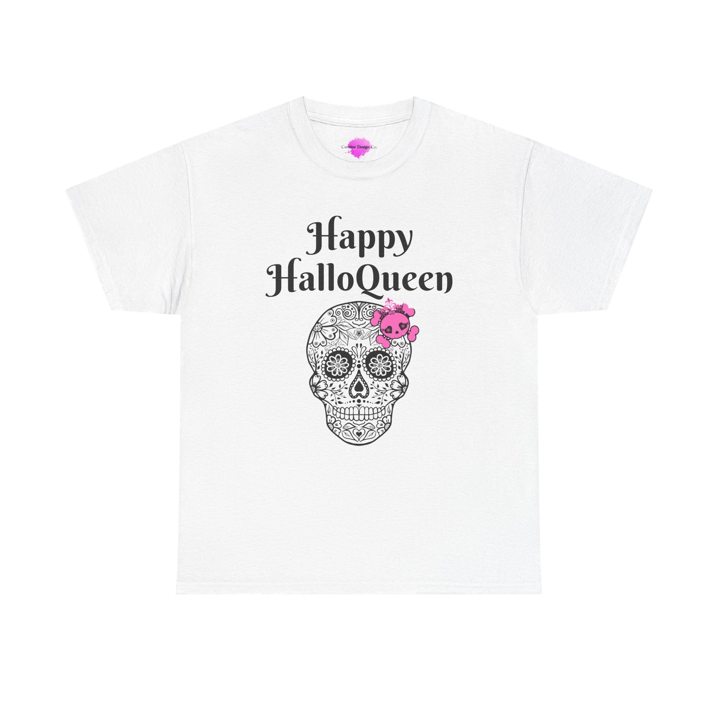 Happy HalloQueen Skull Tee - Unisex Halloween Shirt, Spooky Gift, Festive Apparel, Party Outfit, Skull Design