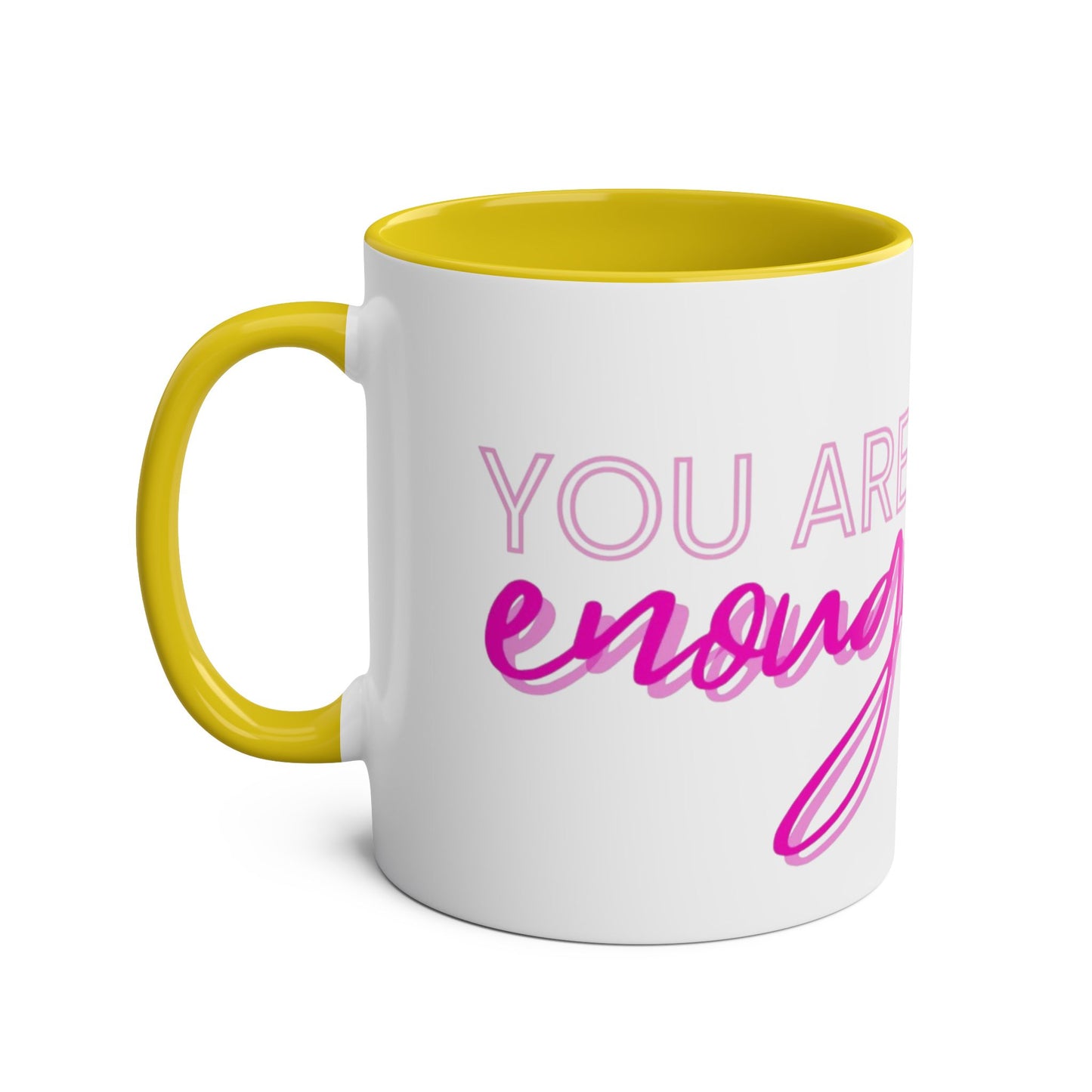 Inspirational Two-Tone Coffee Mug - You Are Enough, Motivational Gift, Self-Care Mug, Coffee Lover Gift, Cheerful Drinkware