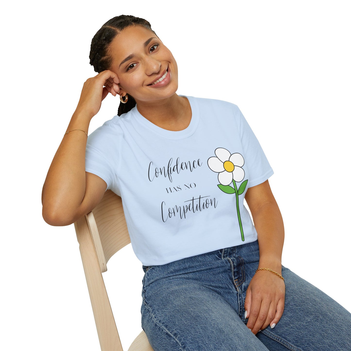 Confidence Has No Competition Softstyle T-Shirt - Motivational Floral Design