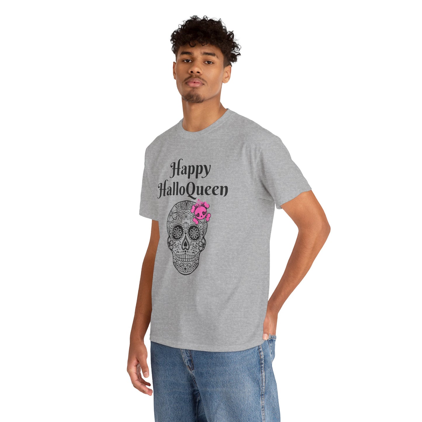 Happy HalloQueen Skull Tee - Unisex Halloween Shirt, Spooky Gift, Festive Apparel, Party Outfit, Skull Design
