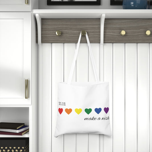 Make a Wish Shoulder Tote Bag - Colorful Hearts Design for Daily Use & Special Occasions